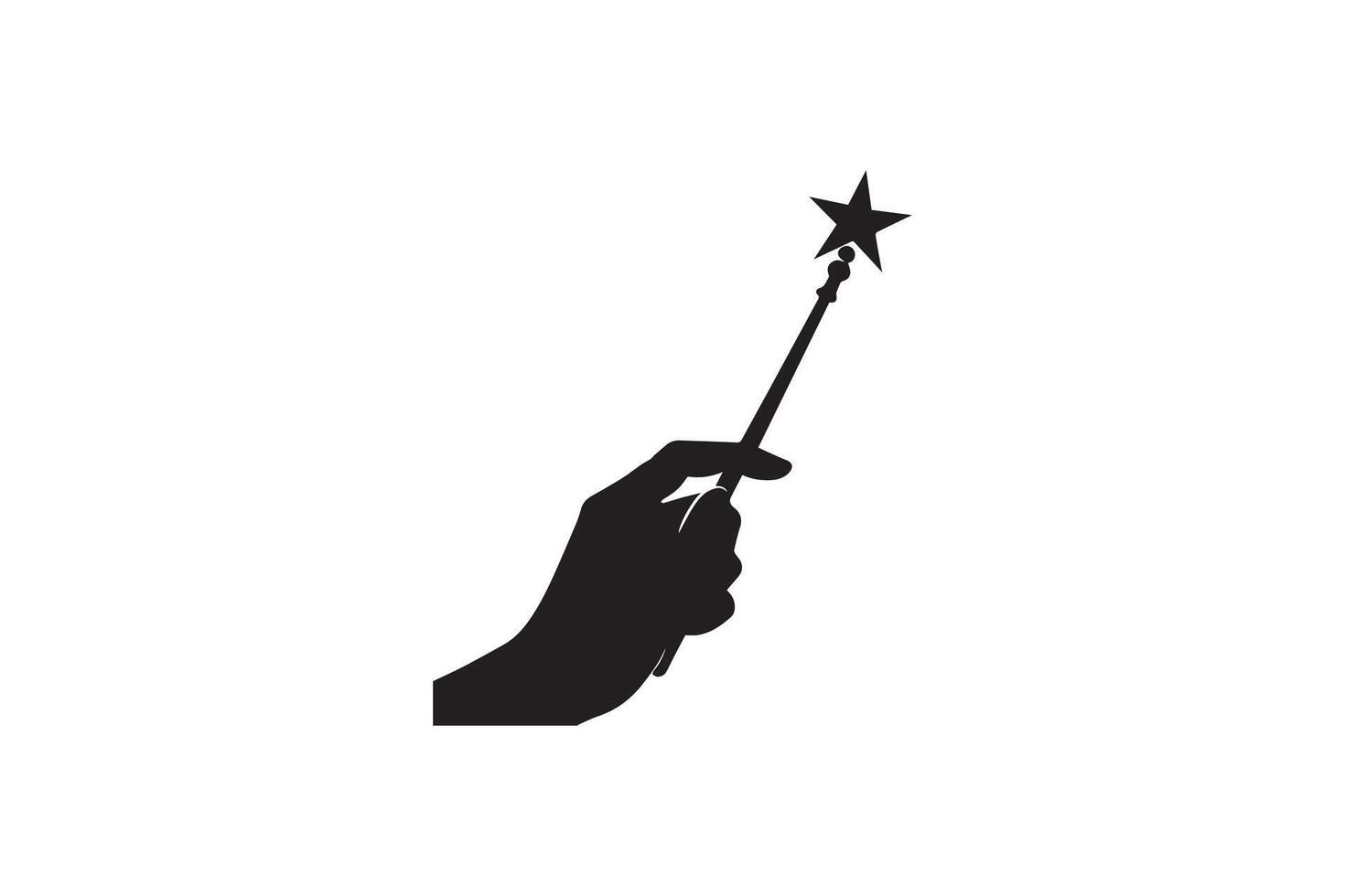 A hand holding a wand and a star vector