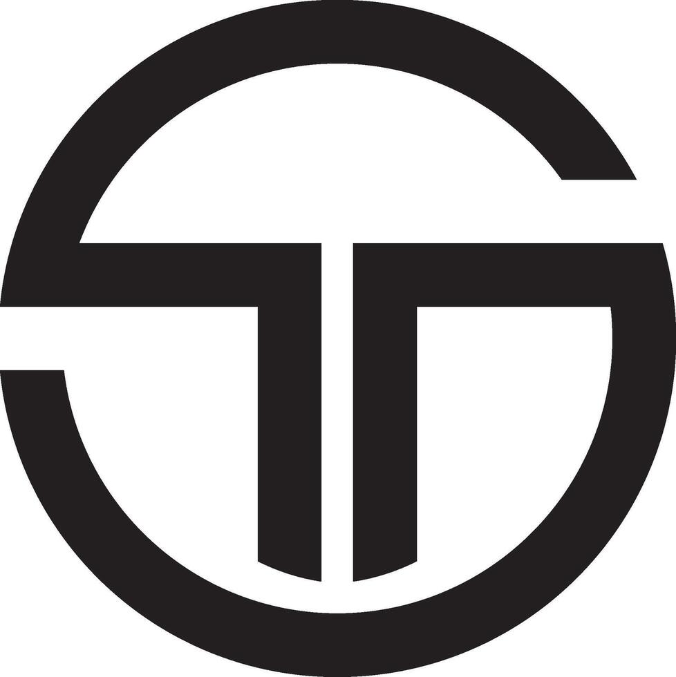 TS Circle Logo Bold Black and White Graphic vector