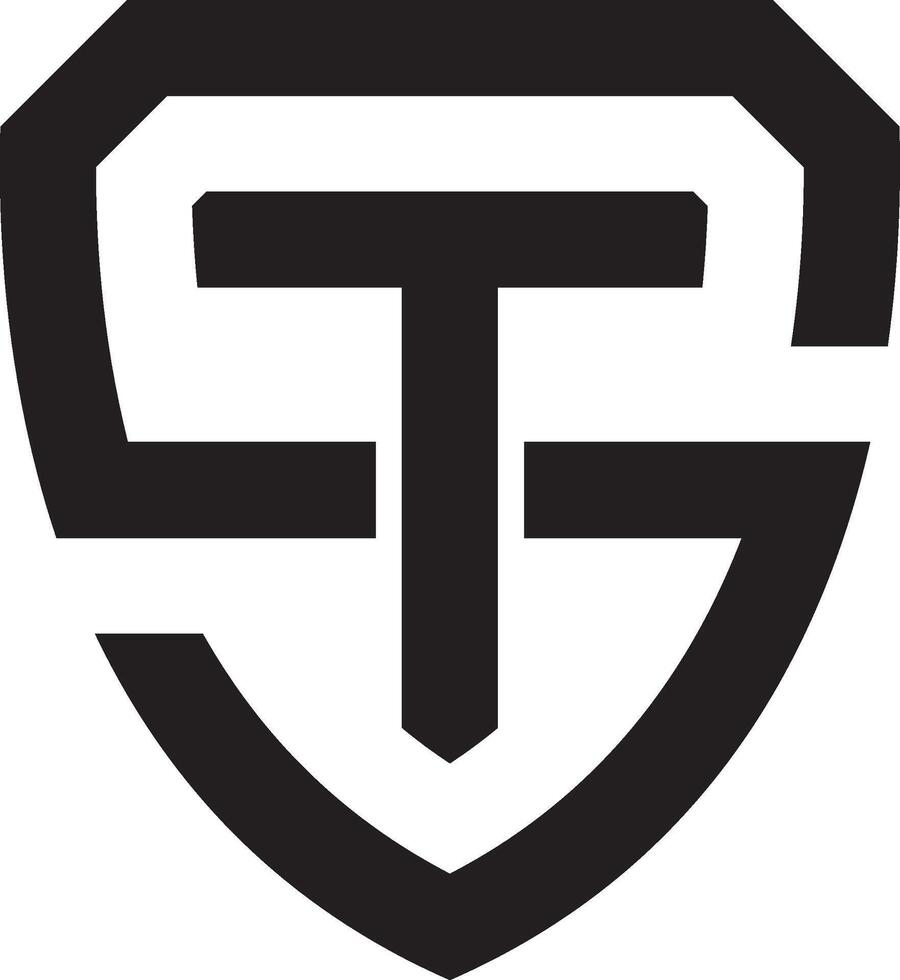 Shield with ST Initial Monogram Logo vector