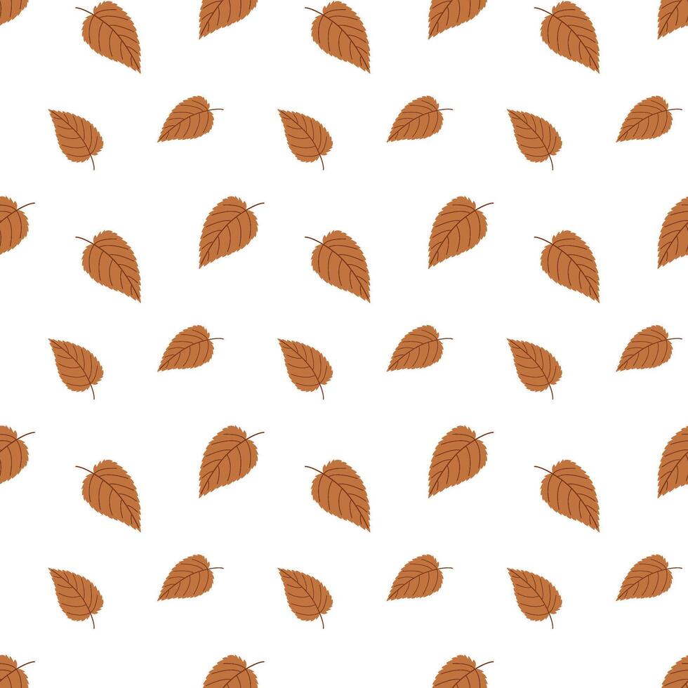 Cute seamless pattern with autumn leaves in warm colors. Hand drawn foliage creates a cozy seasonal vibe. Perfect for fall design, textiles, and wrapping paper. vector