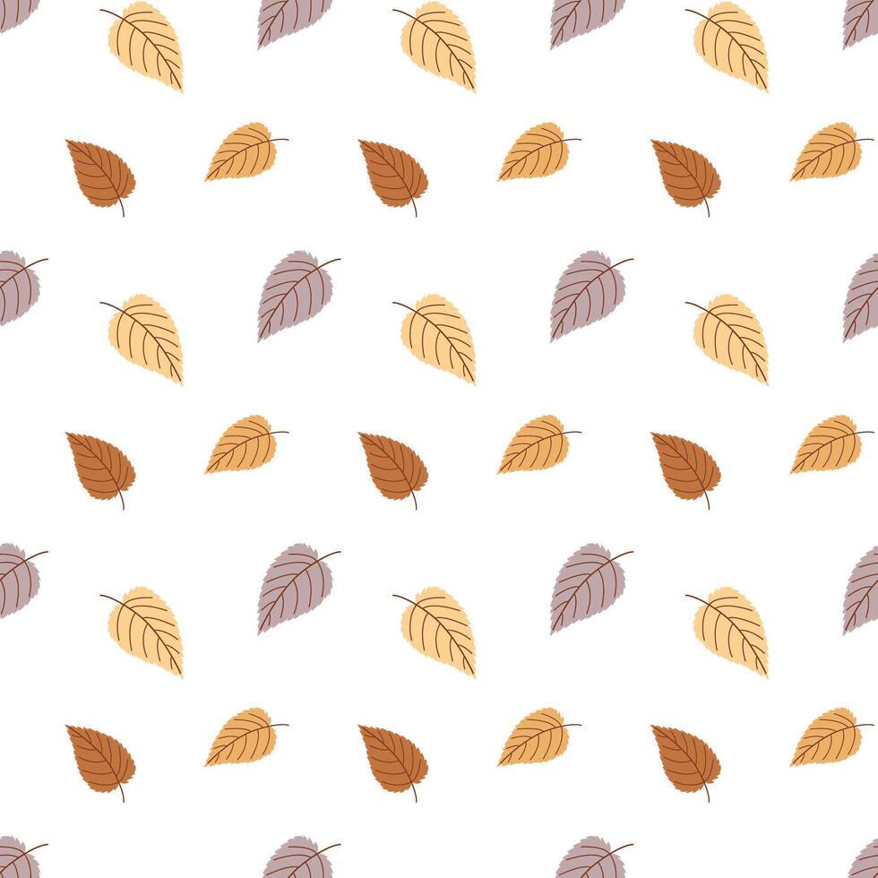 Cute seamless autumn pattern with hand drawn leaves in soft pastel tones. Warm seasonal design perfect for textiles and wrapping paper. Light and cozy botanical style. vector