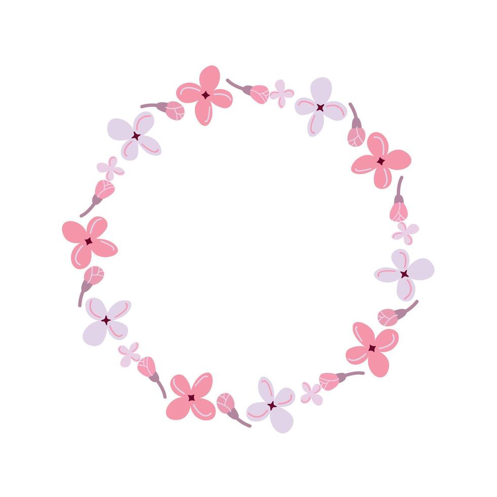 Delicate floral wreath in pastel tones. Perfect for wedding invitations, cards, and romantic designs. Soft spring mood in minimalist flat style. vector
