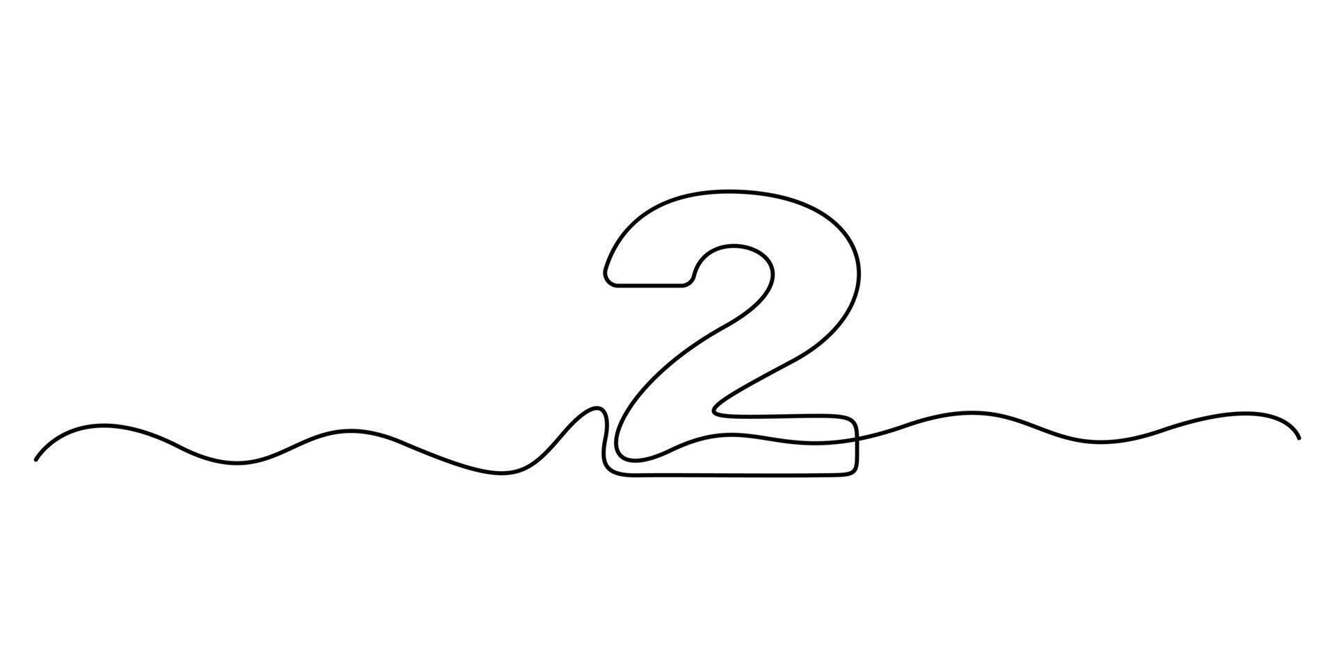 continuo uno línea número 2 vector