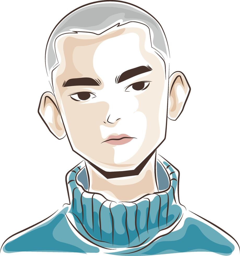 asian boy doodle style vector