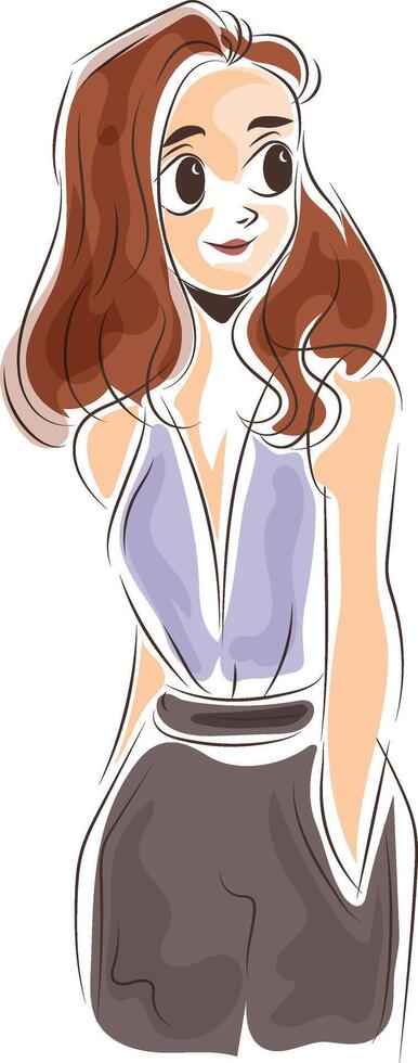 girl doodle hand drawn vector