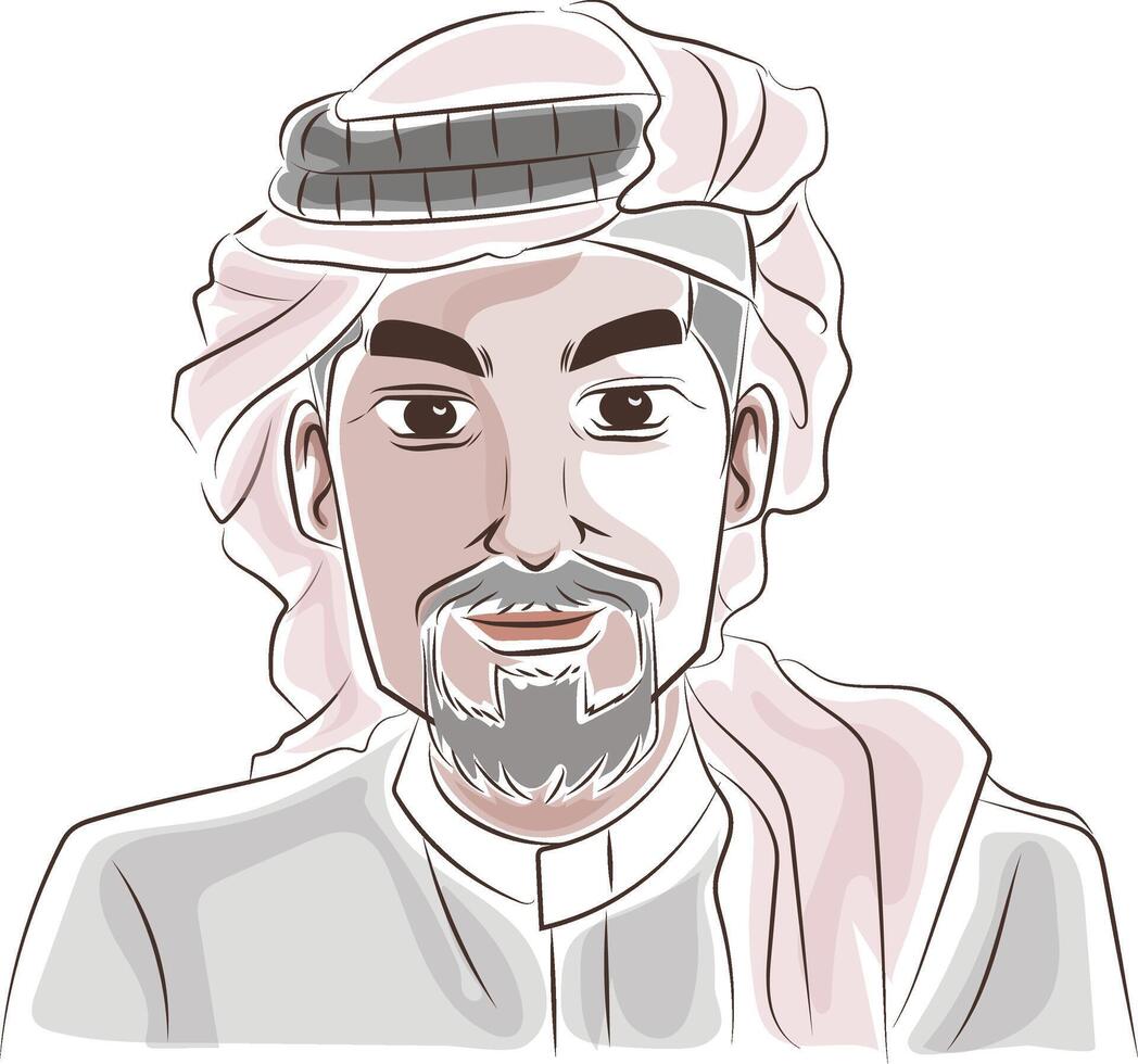 arabic man wearing kaffiyeh vector