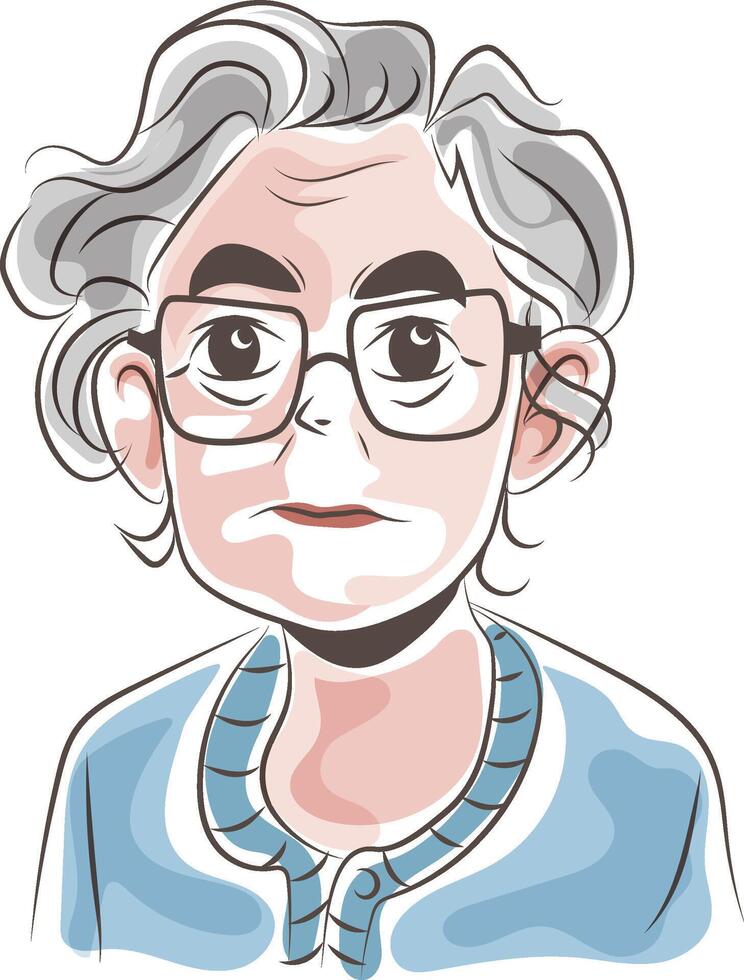 elderly doodle hand drawn style vector