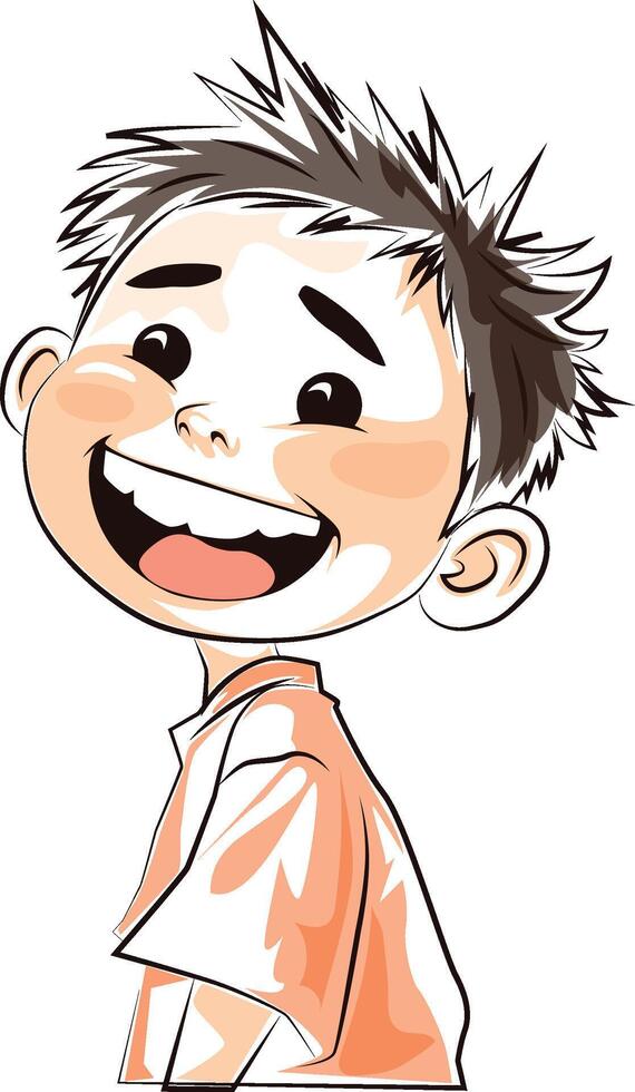 happy asian boy doodle style vector