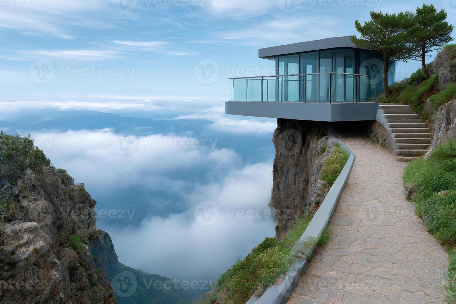 Cabo skywalk offers breathtaking views of the ocean and mountains photo