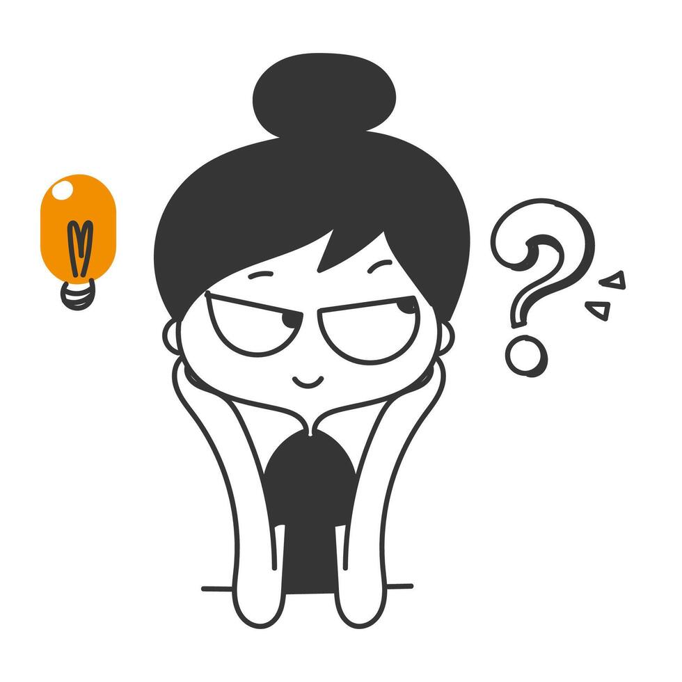 a cartoon woman with glasses and an idea bulb vector