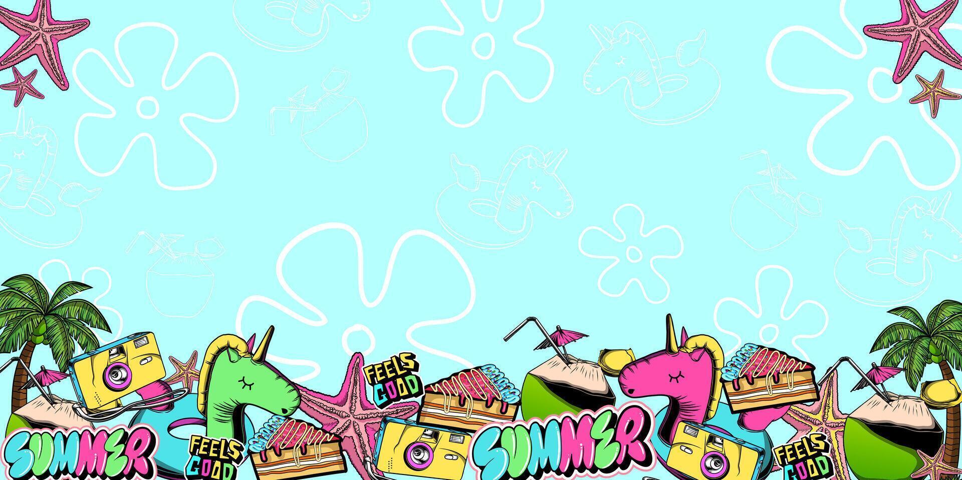 Summer background graffiti illustration. Graffiti background of summer with doodle styles vector