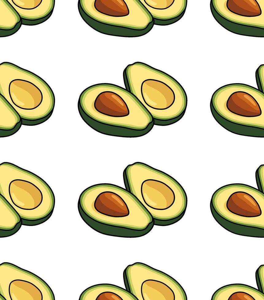 Pattern Seamless Avocado Halves Illustration vector
