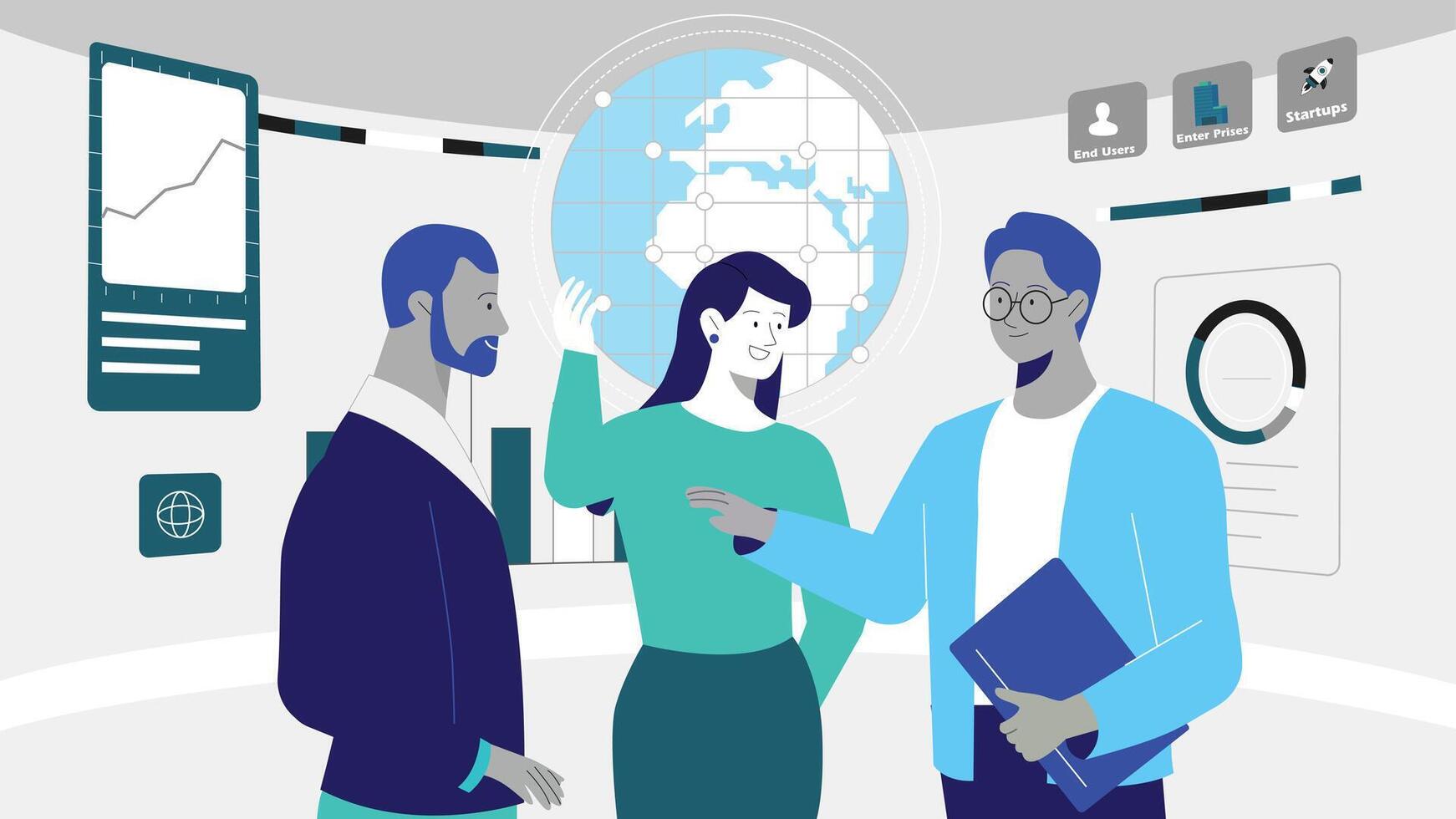 Team collaboration in modern office vector