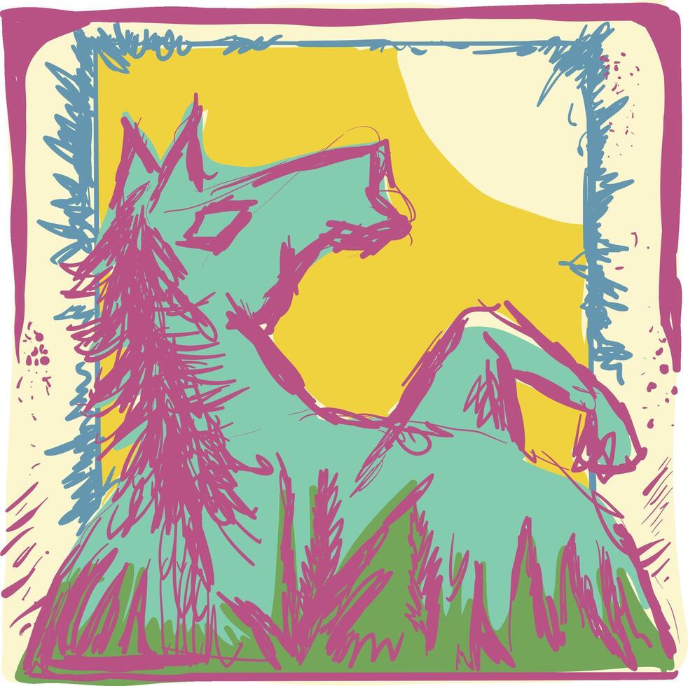 A drawing of a horse in the grass vector