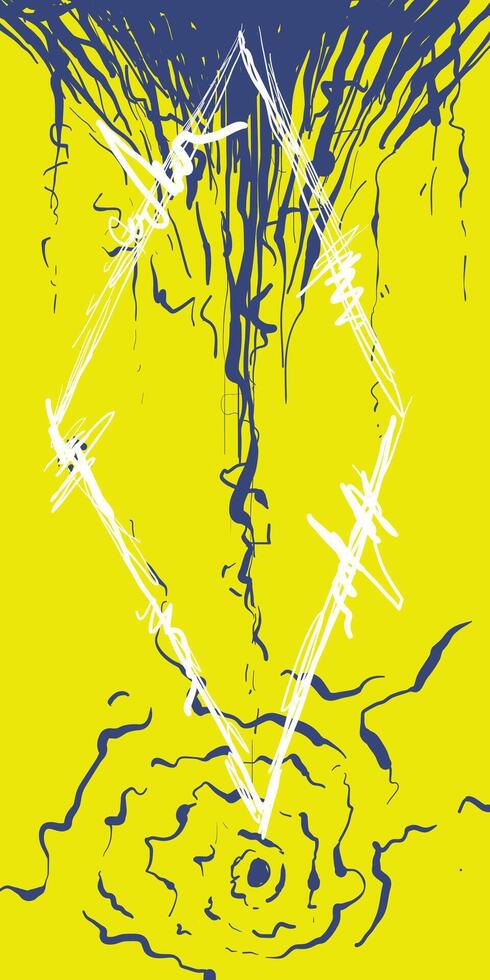 Abstract Hand Drawn Walldecor Artsy Ethereal Lime Yellow vector