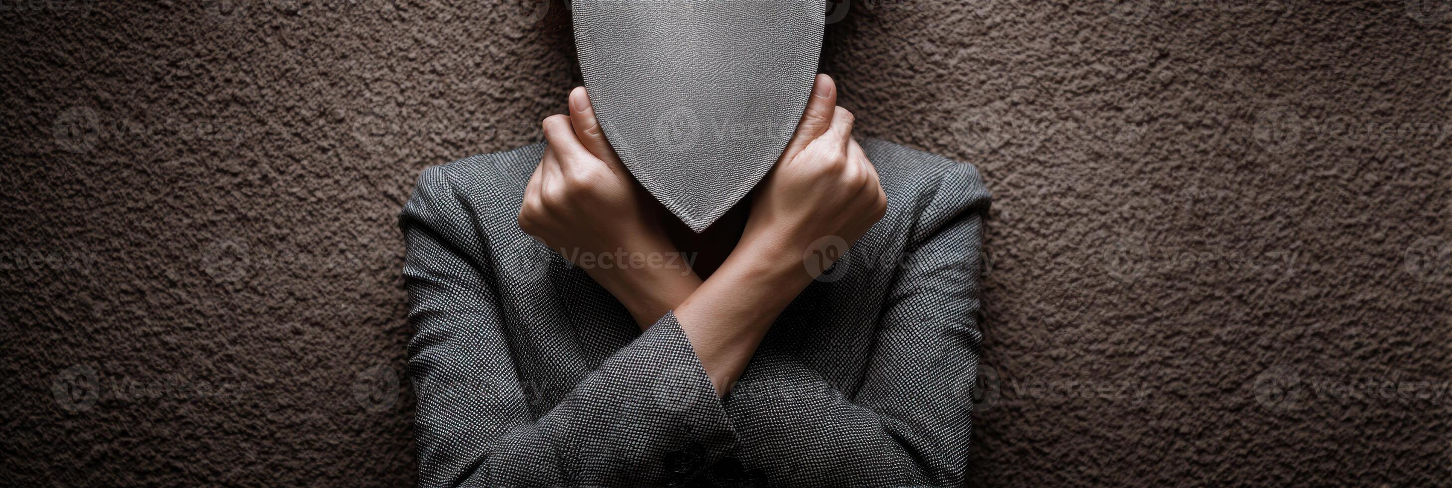 Protective Shield Symbolizes Mental Safety Around an Individual in a Serene Indoor Setting During a Quiet Afternoon photo