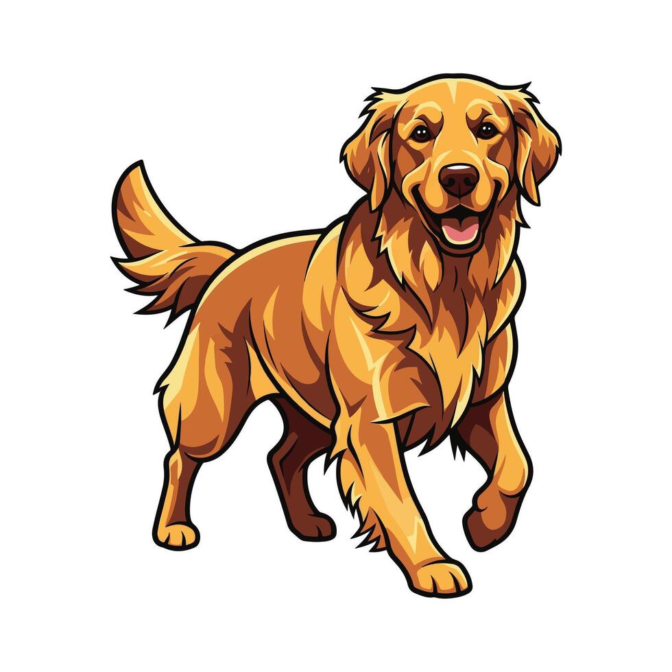 A friendly golden retriever dog with a happy expression vector