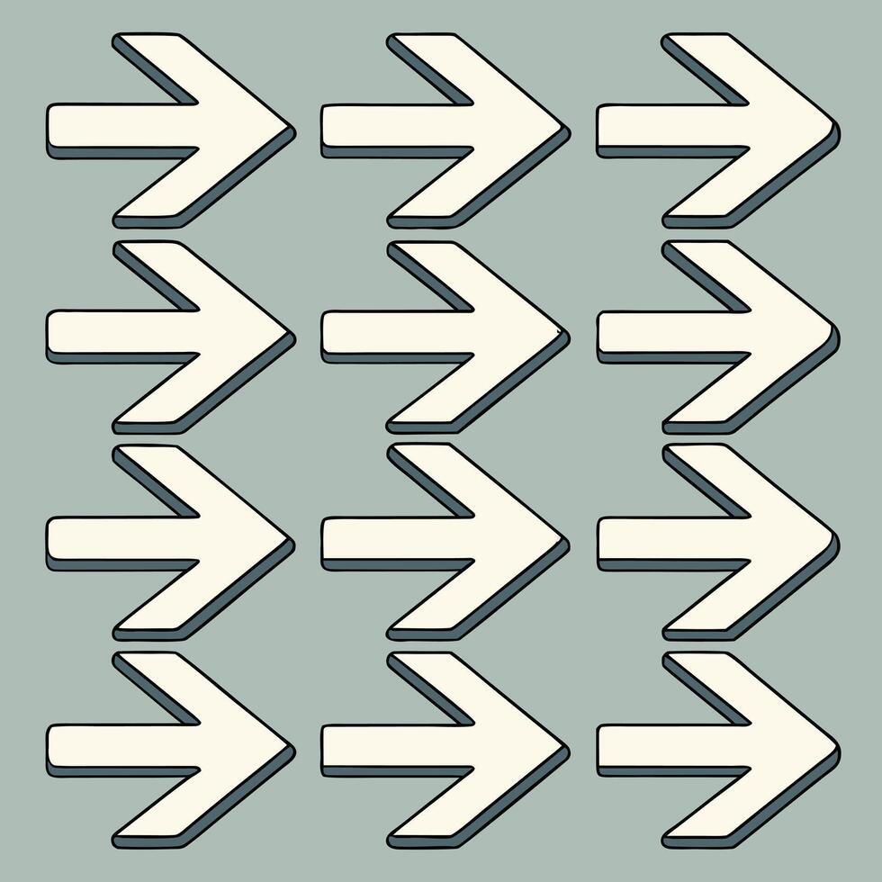 Grid of white arrows pointing to the right on a gray background vector