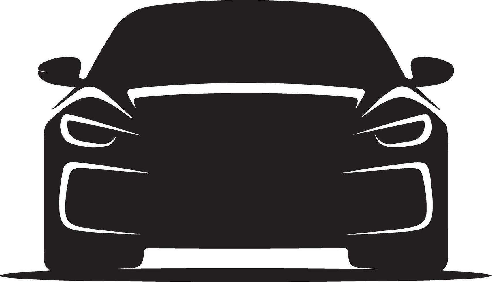 Sleek black car silhouette front view vector