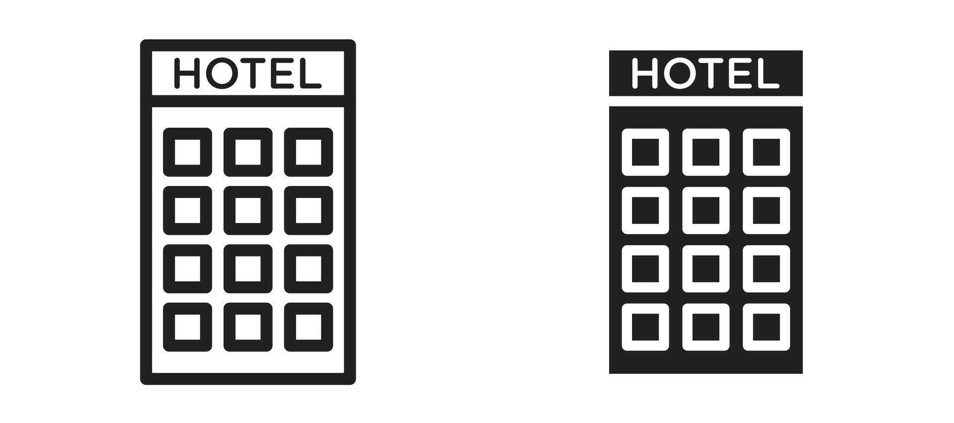 hotel icon in black modern and lines and solid vector