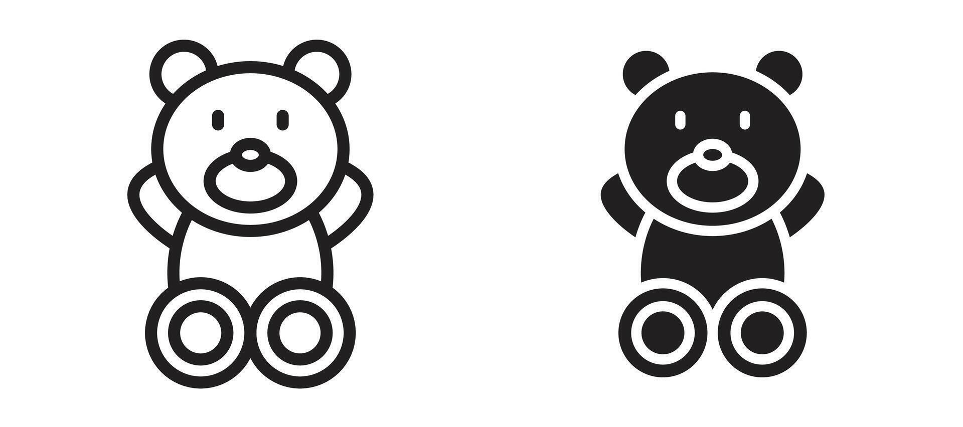 Teddy bear icon in black modern and lines and solid vector