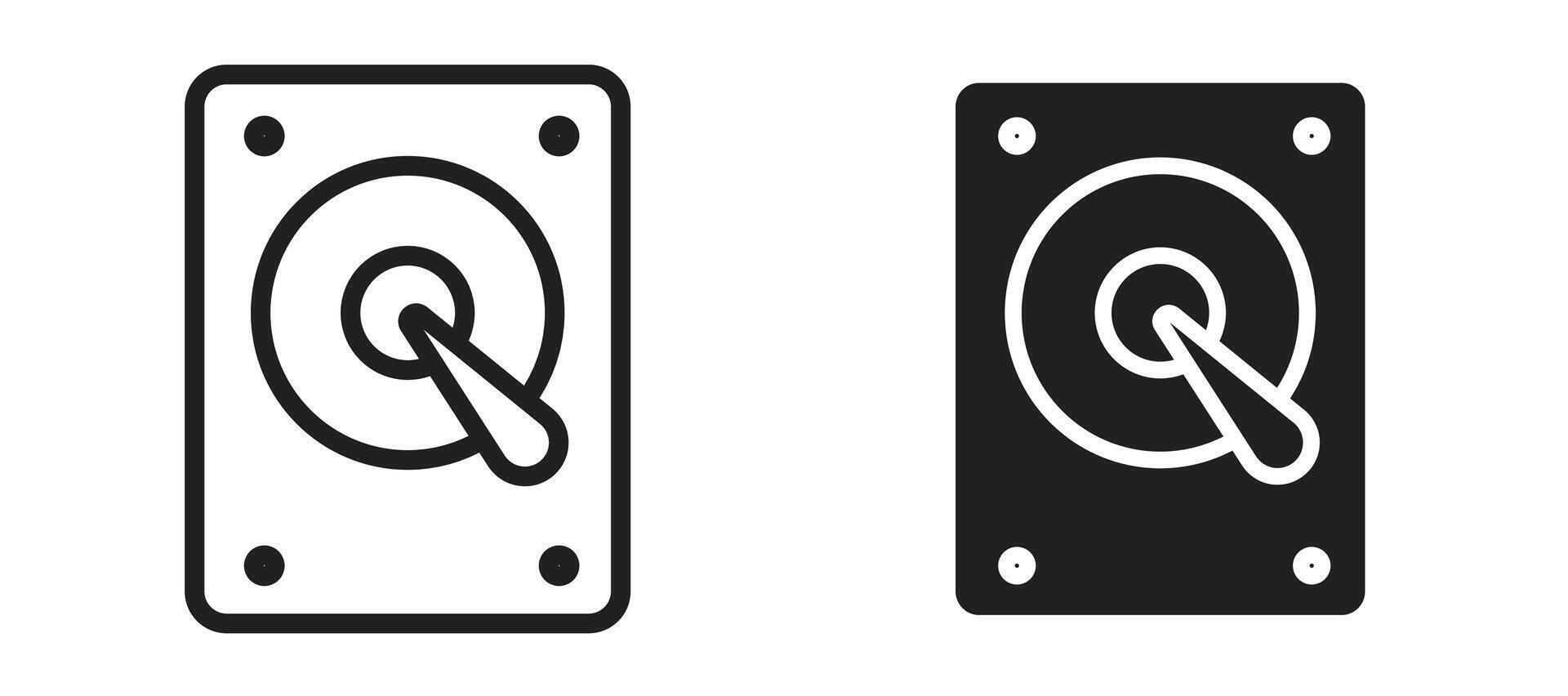 Hard drive icon in black modern and lines and solid vector