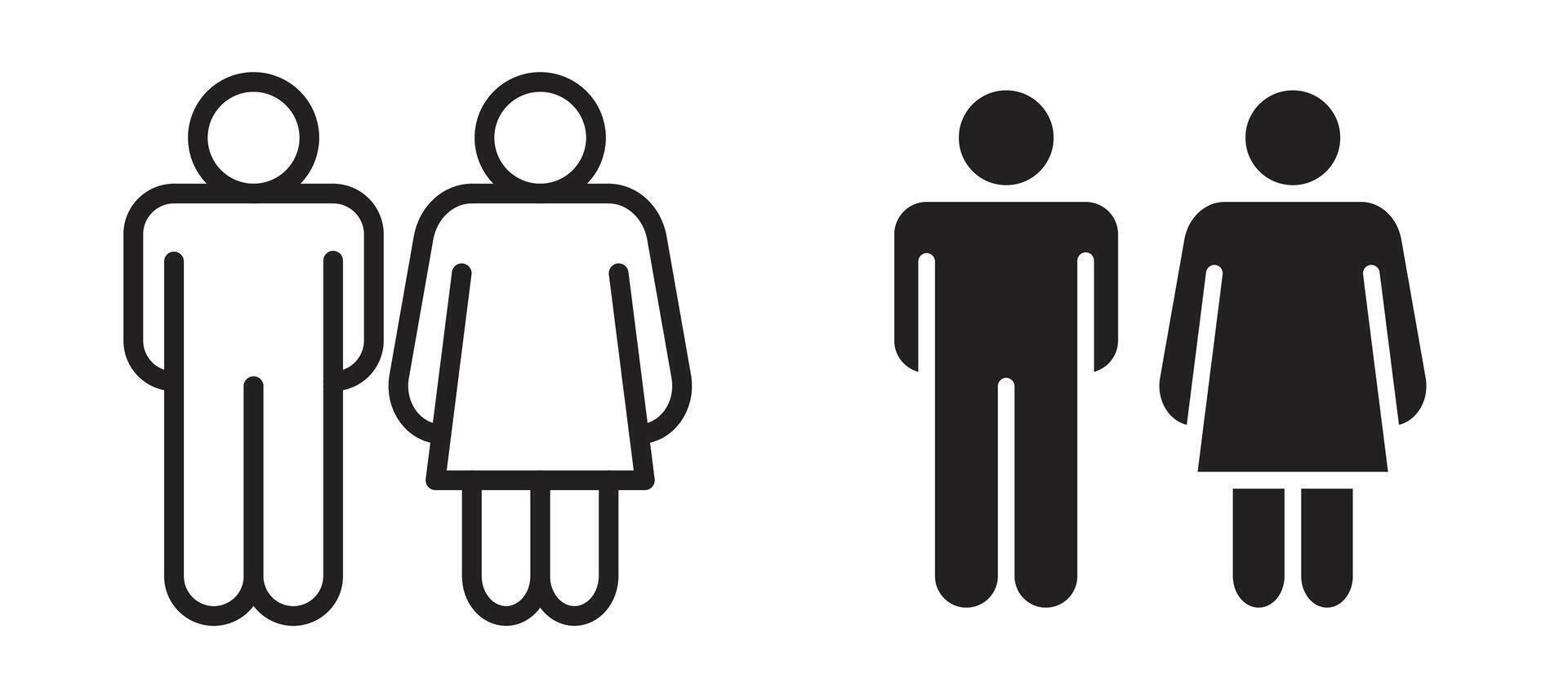 Man and woman icon in black modern and lines and solid vector