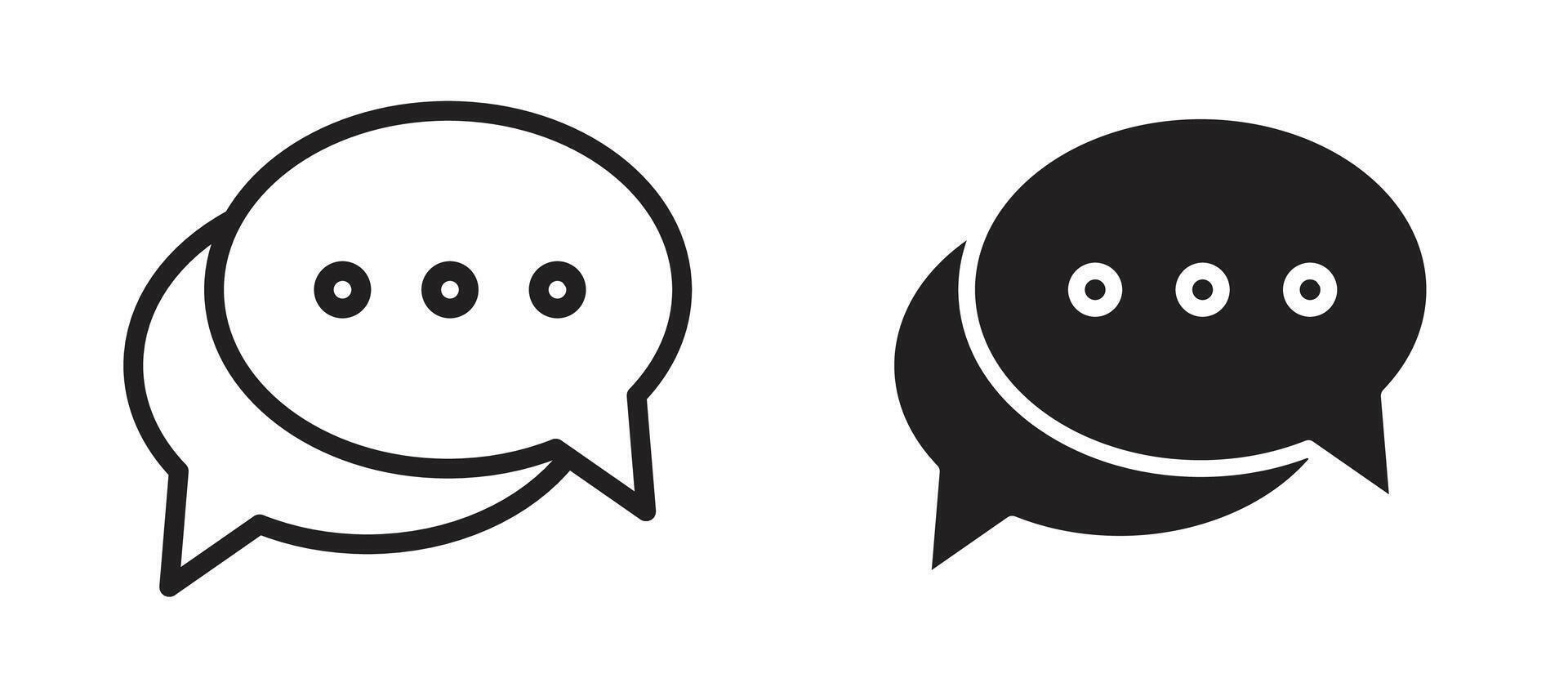 Speech bubble icon in black modern and lines and solid vector
