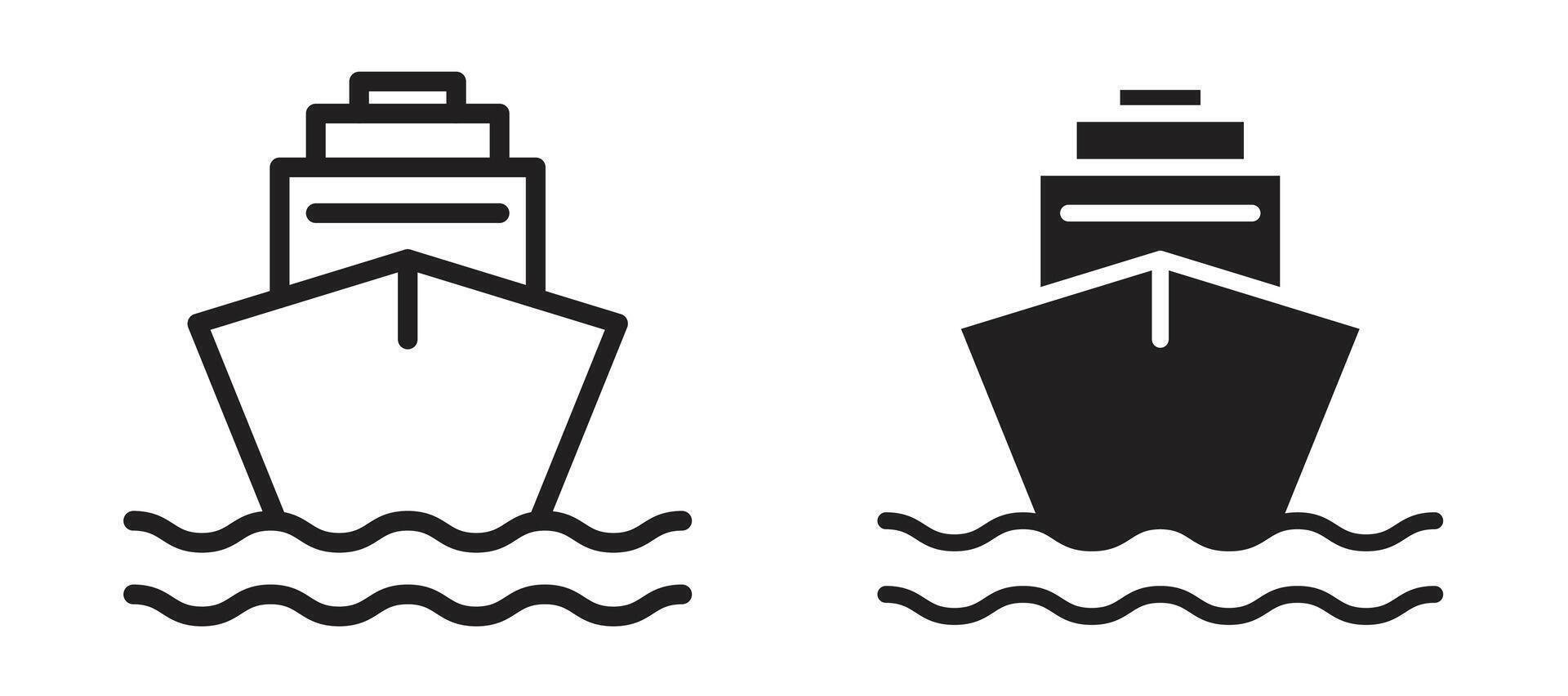 Ship icon in black modern and lines and solid vector