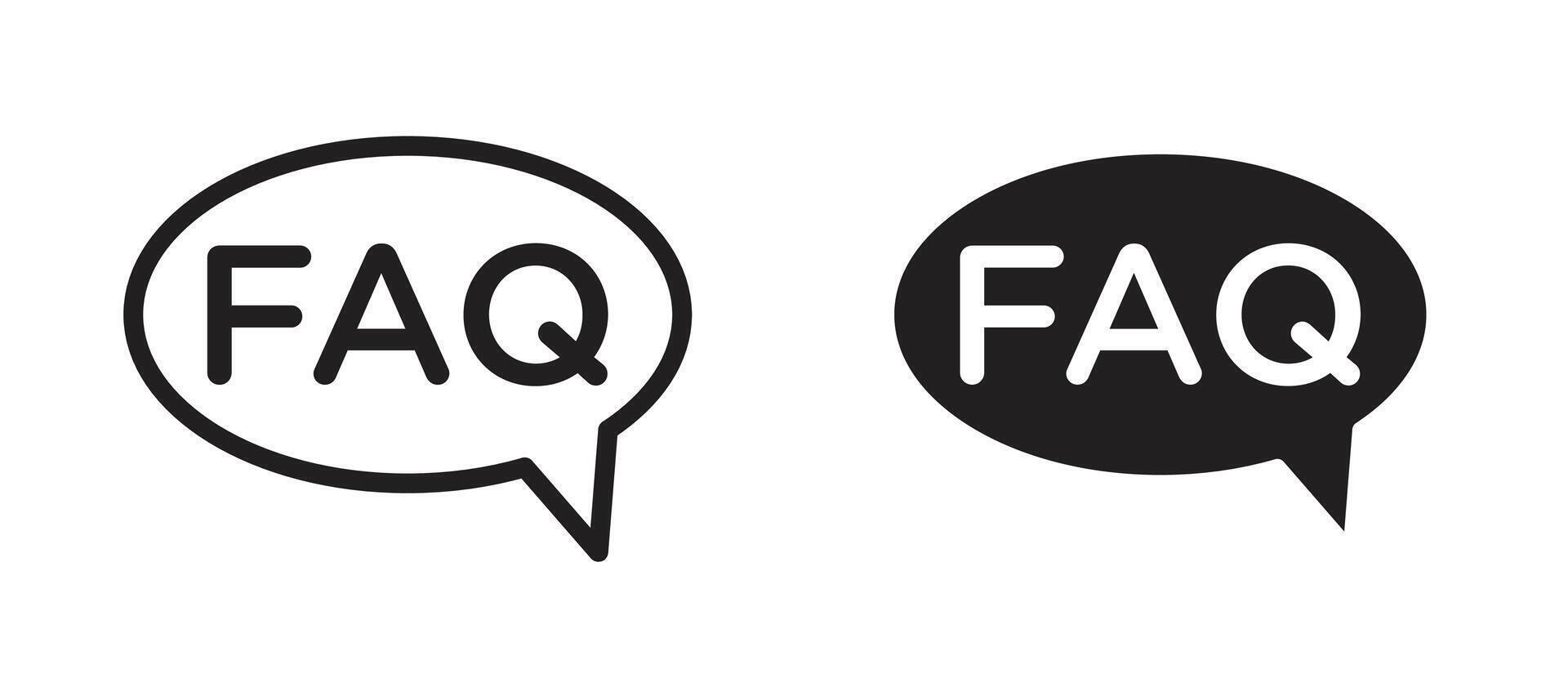 FAQs icon in black modern and lines and solid vector
