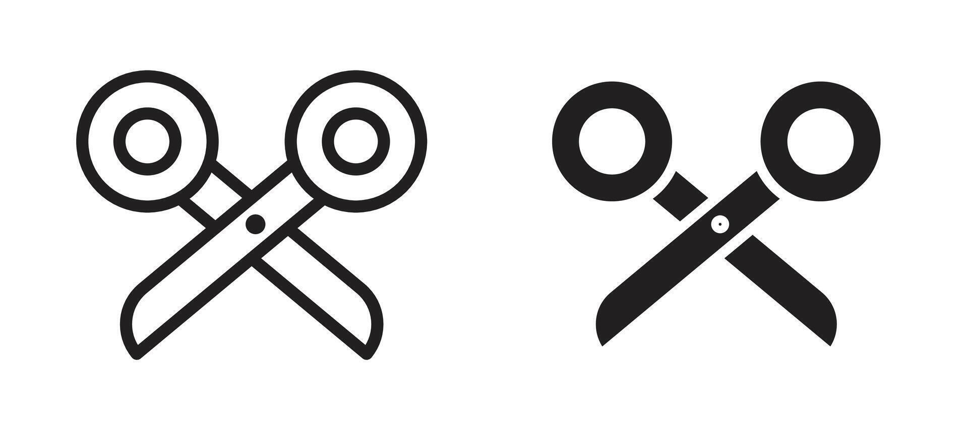 Scissors icon in black modern and lines and solid vector