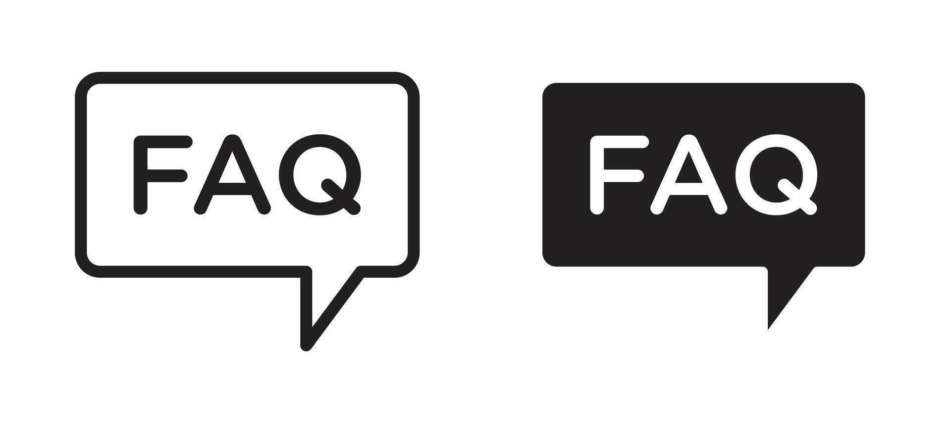 FAQ icon in black modern and lines and solid vector