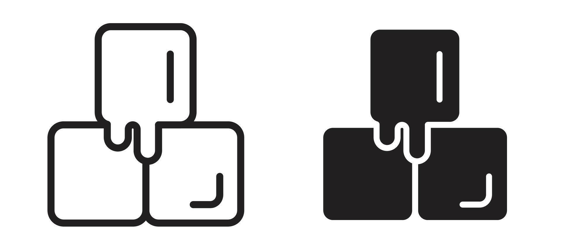 Ice icon in black modern and lines and solid vector
