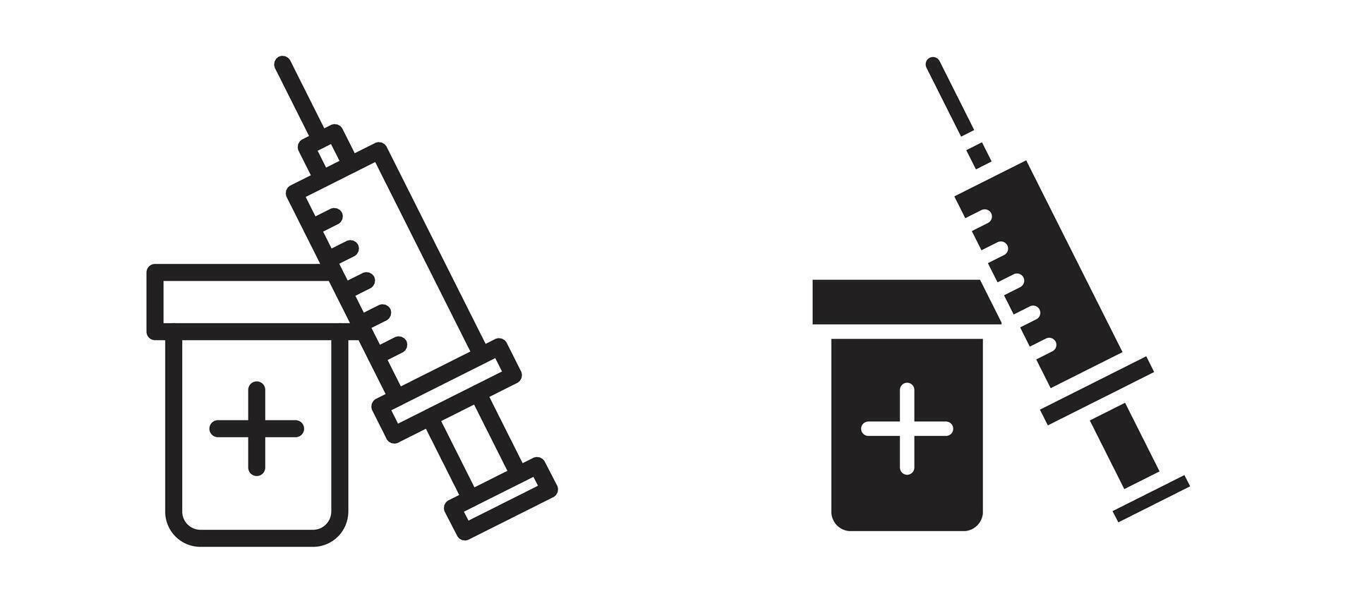 Vaccination icon in black modern and lines and solid vector