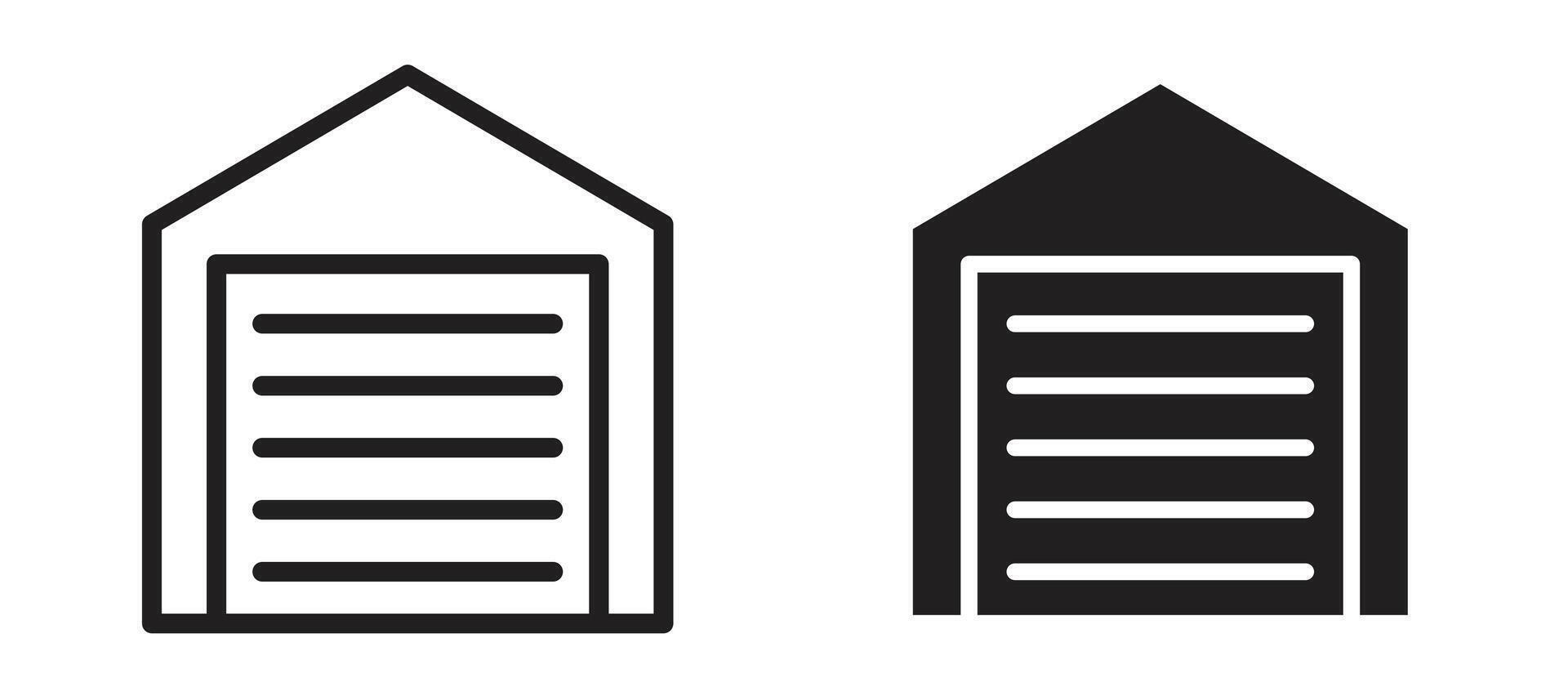 Garage icon in black modern and lines and solid vector