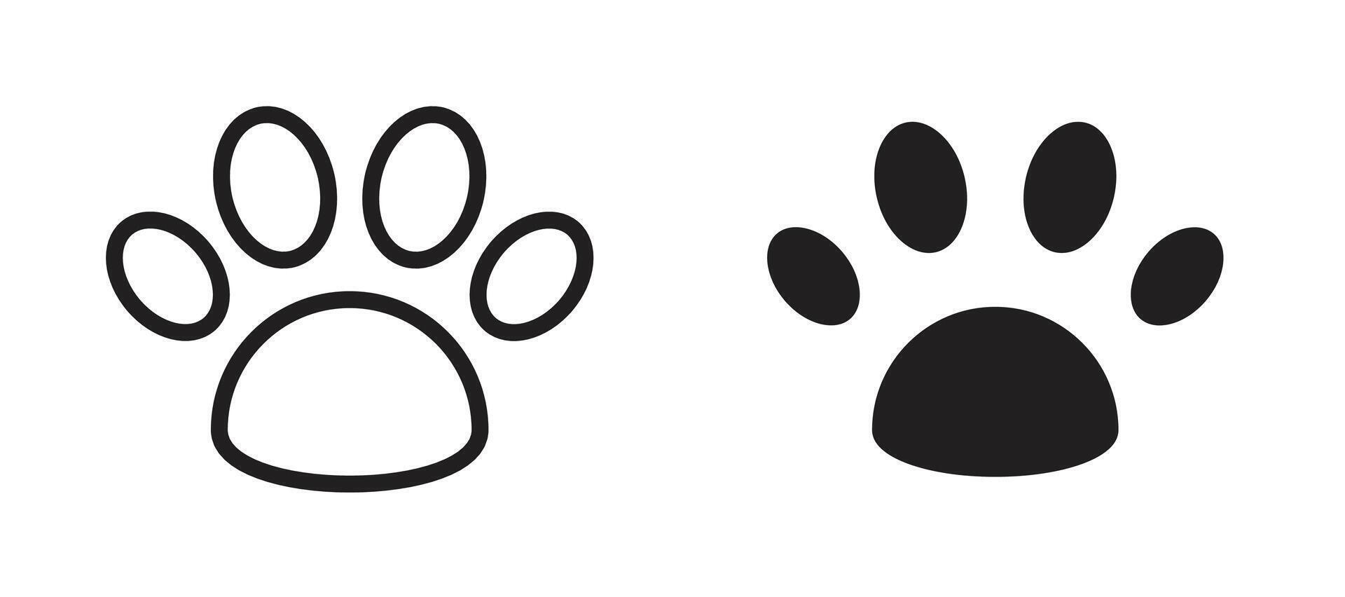 Paw icon in black modern and lines and solid vector