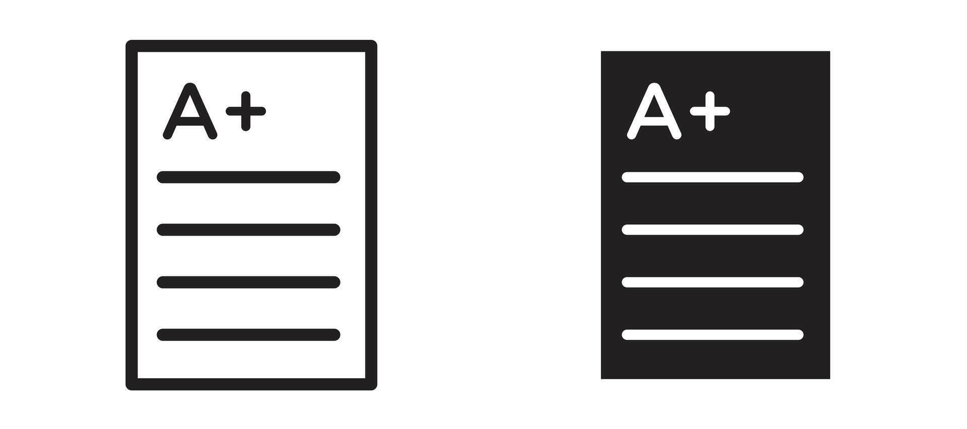 Report card icon in black modern and lines and solid vector