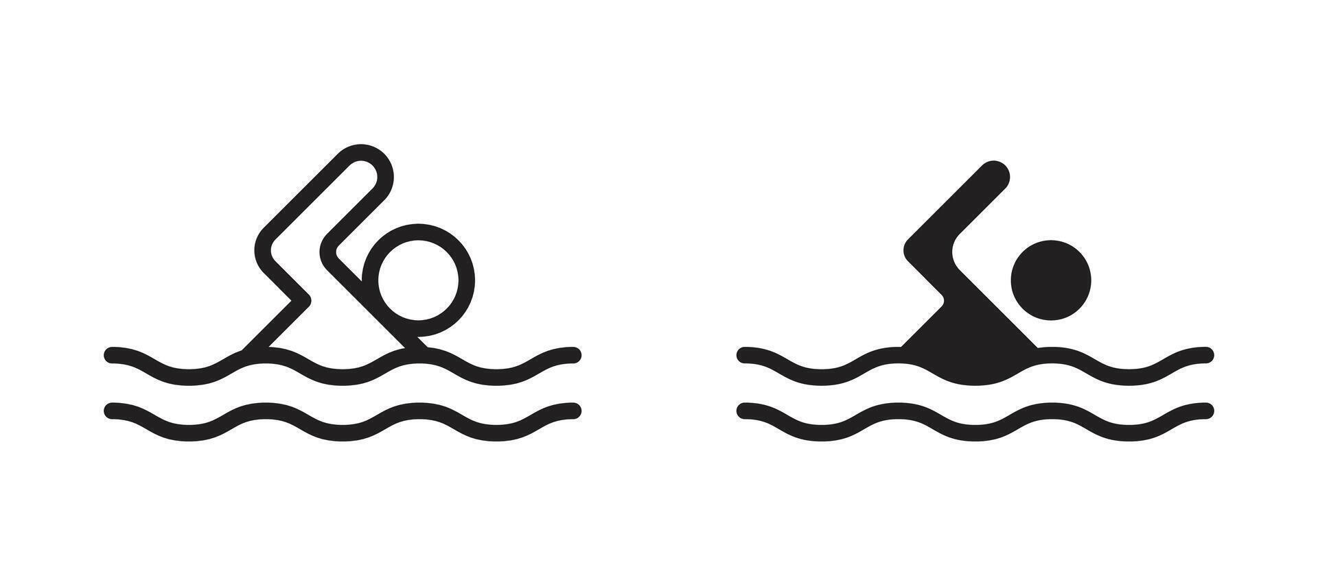 Swimming icon in black modern and lines and solid vector