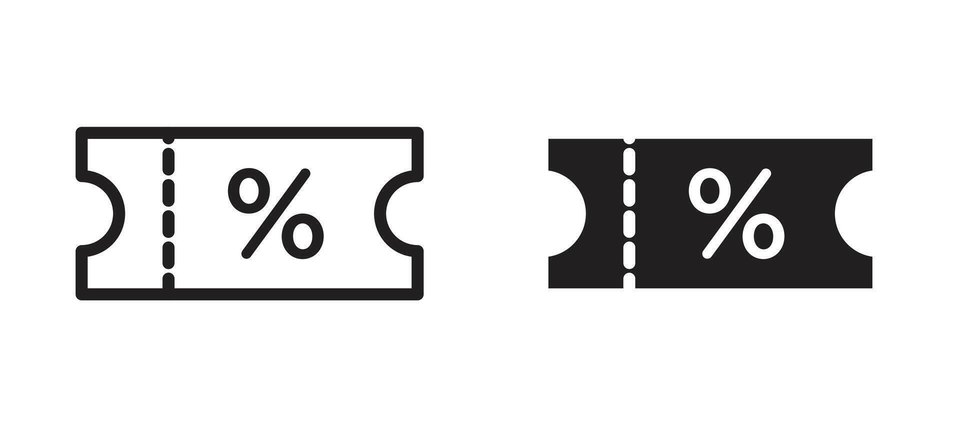 Coupon icon in black modern and lines and solid vector