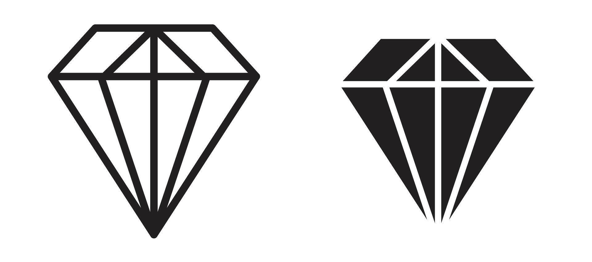 Diamond icon in black modern and lines and solid vector