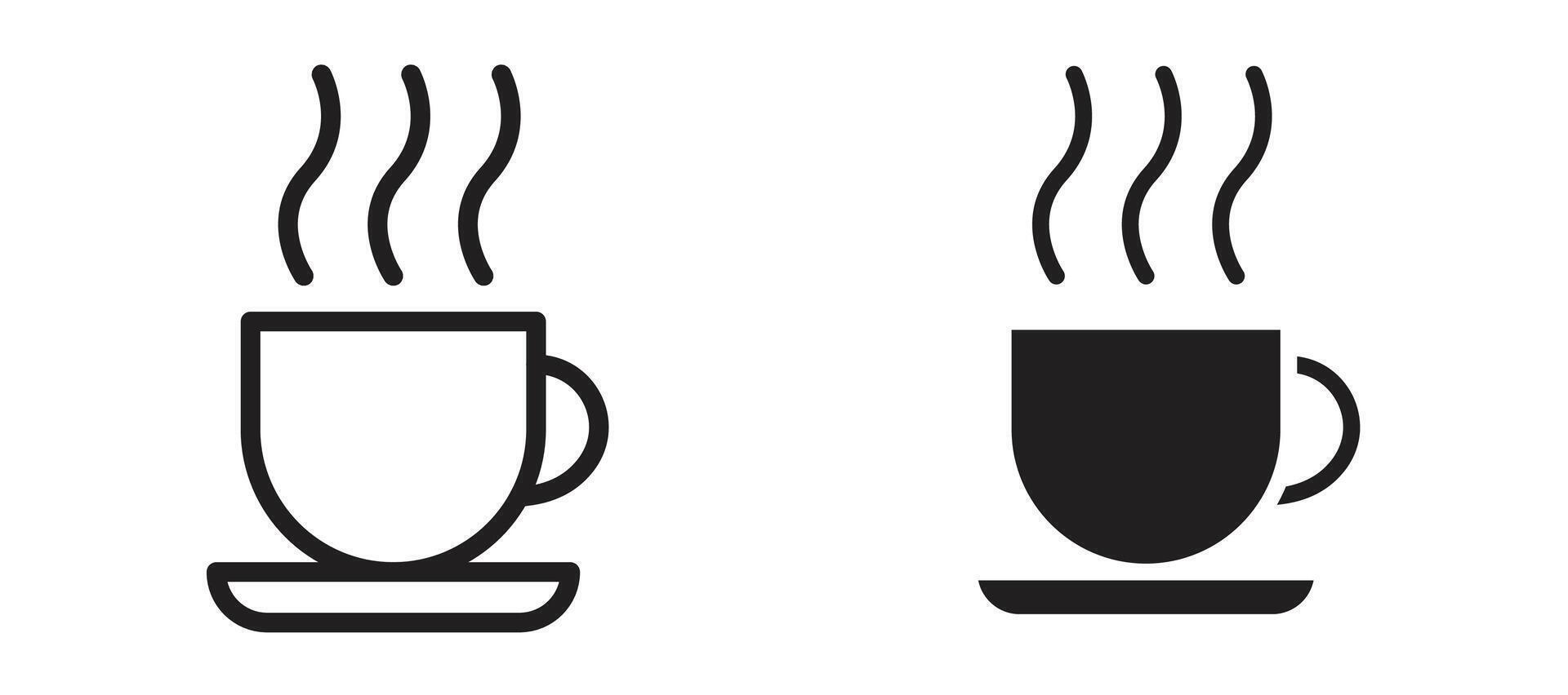 Coffee icon in black modern and lines and solid vector