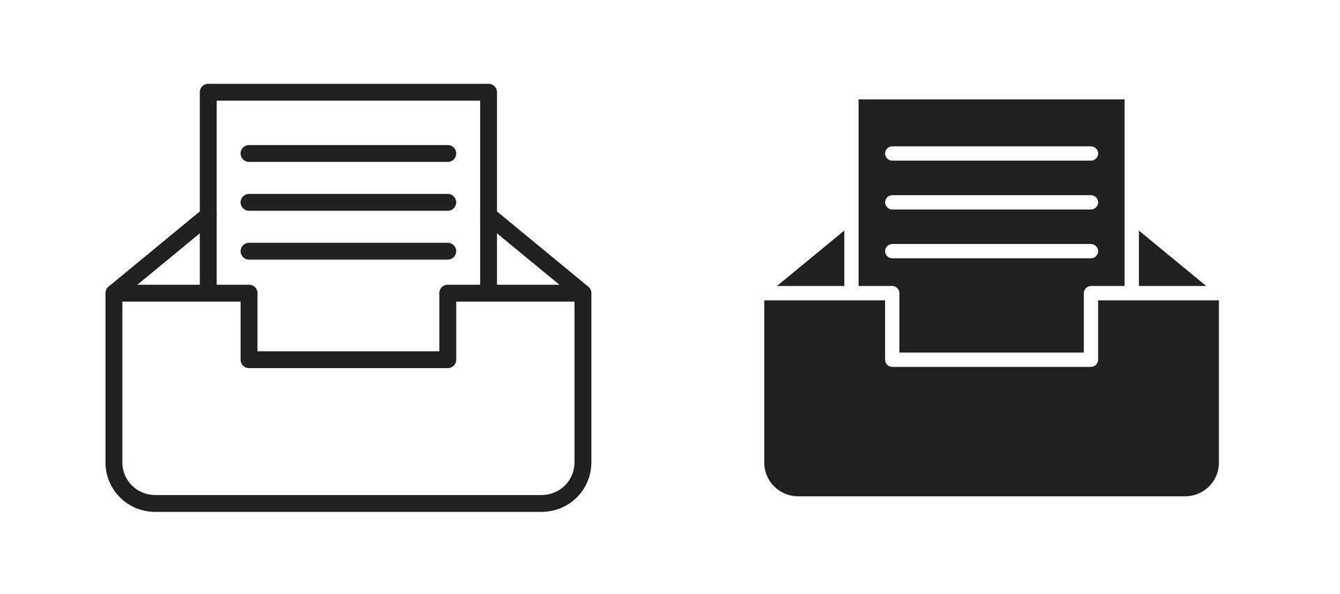 Archive icon in black modern and lines and solid vector
