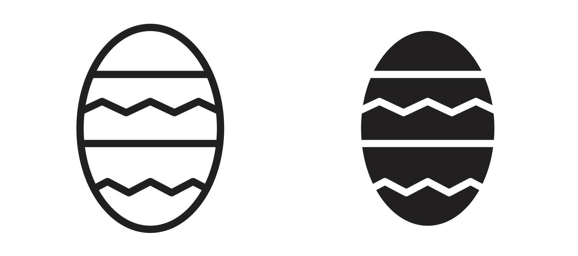 Easter egg icon in black modern and lines and solid vector