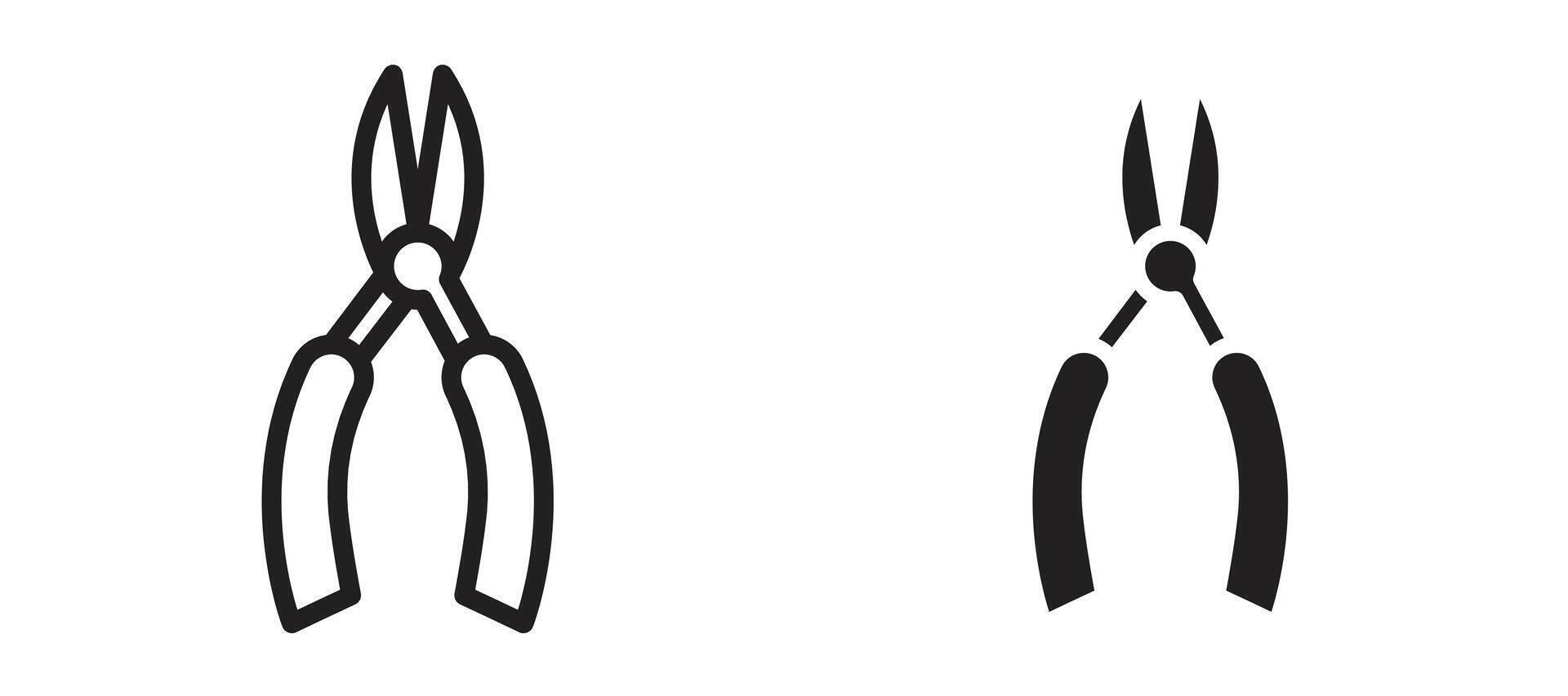 Pliers icon in black modern and lines and solid vector