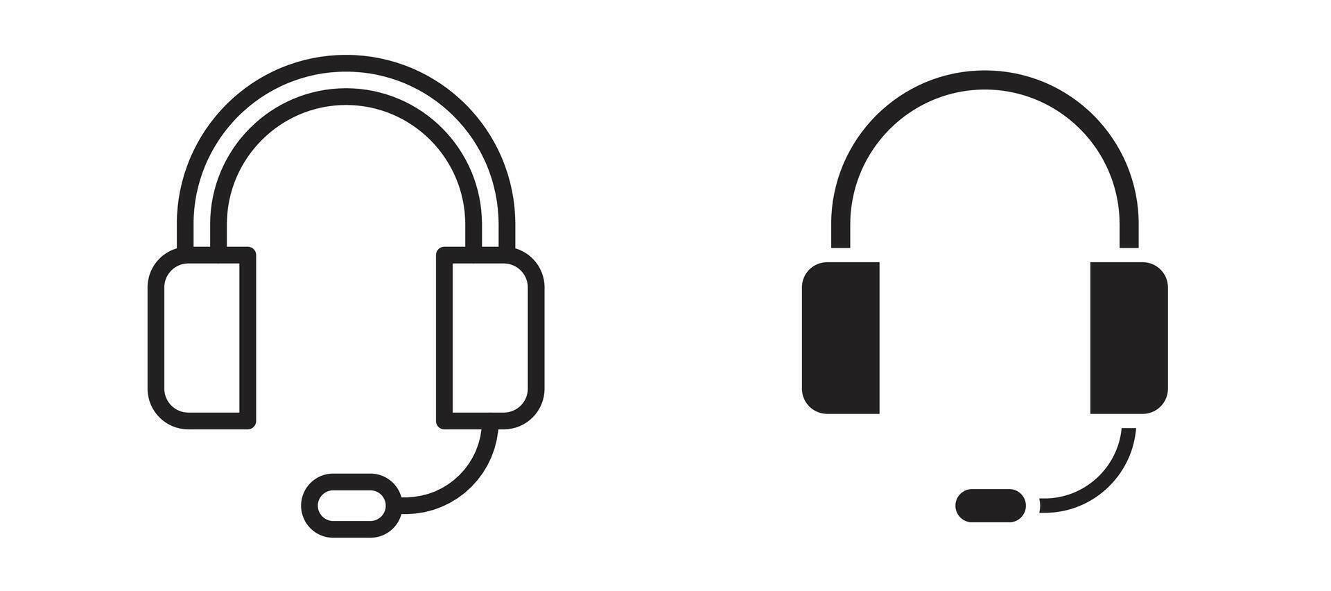 Headset icon in black modern and lines and solid vector