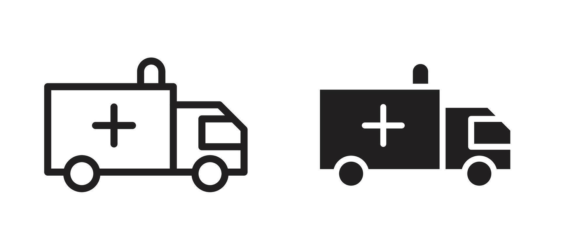 Ambulance icon in black modern and lines and solid vector