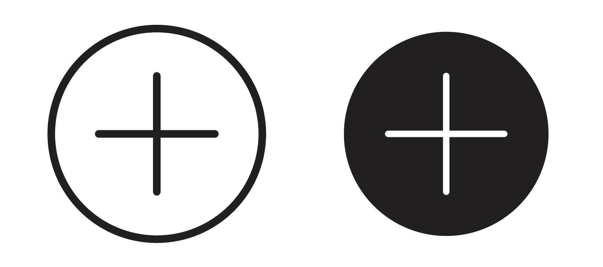 Plus icon in black modern and lines and solid vector