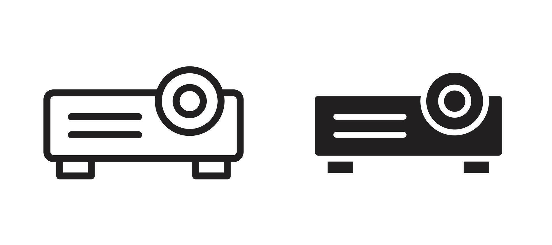Projector icon in black modern and lines and solid vector