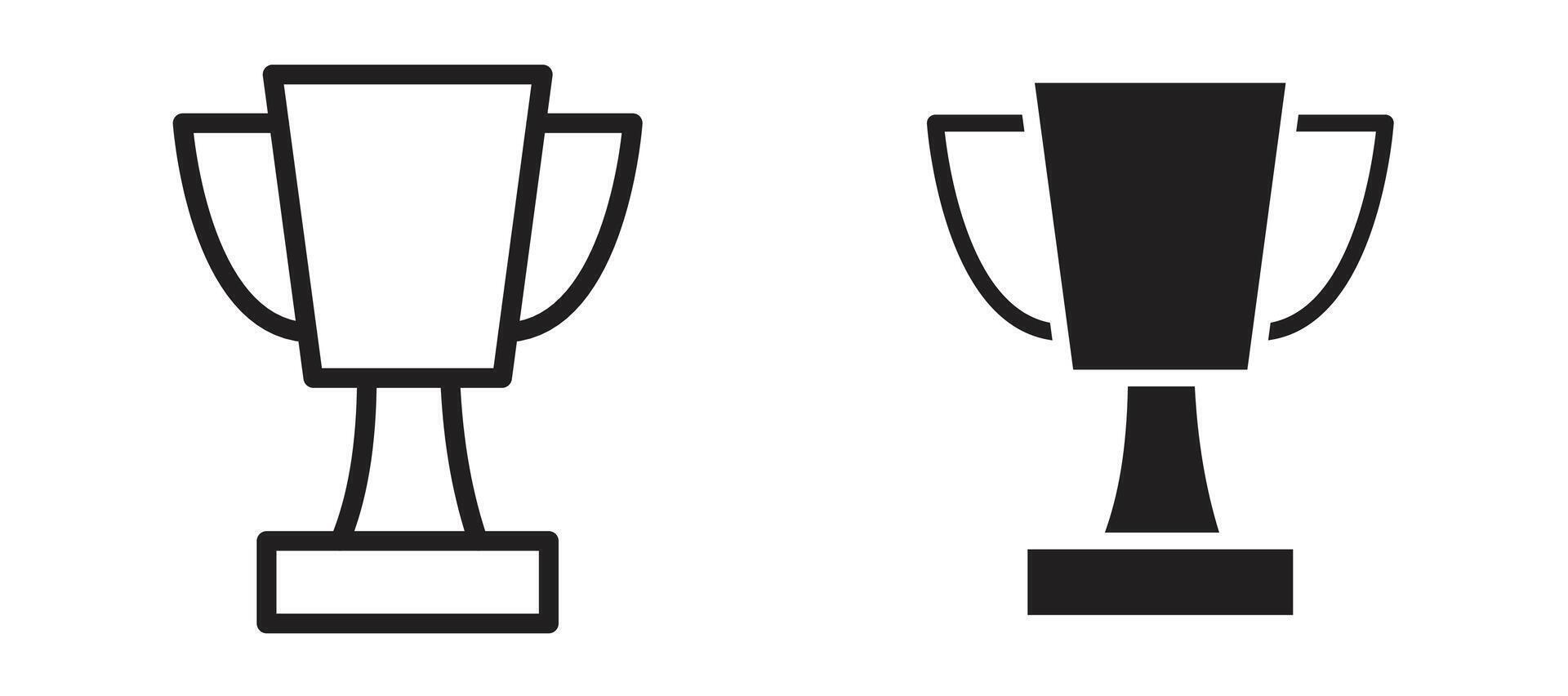 Trophy icon in black modern and lines and solid vector