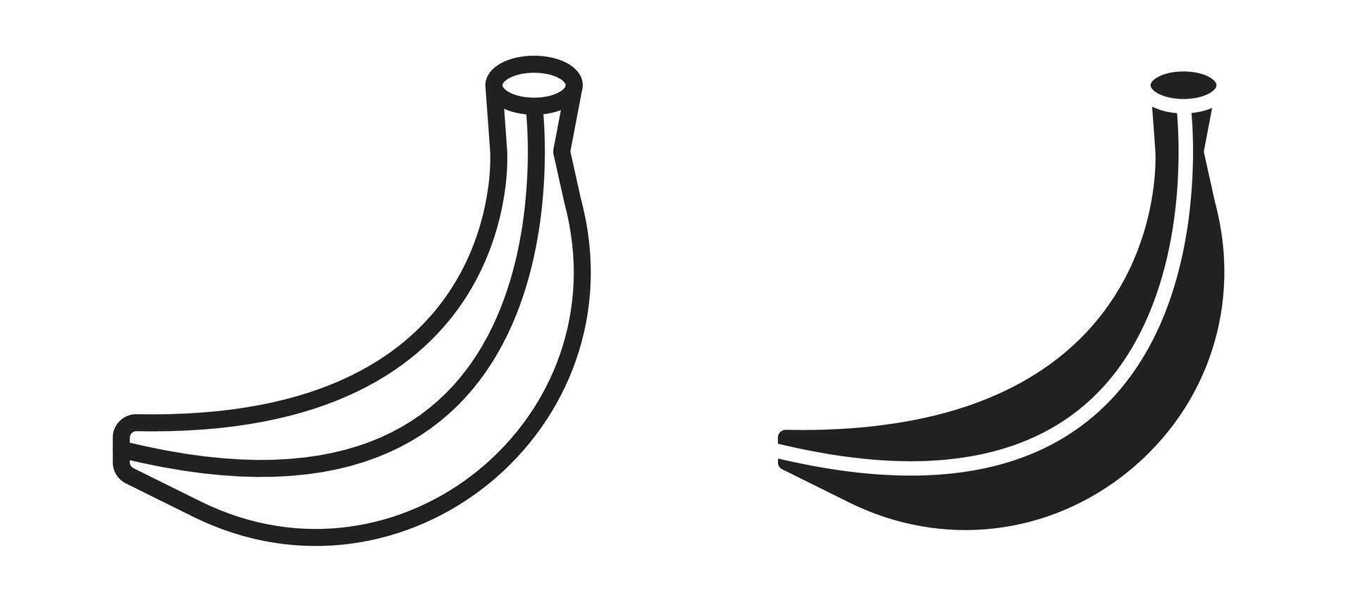Banana icon in black modern and lines and solid vector